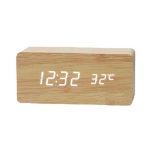 MG Bamboo Deck LED Clock and Wireless Charger-Natural