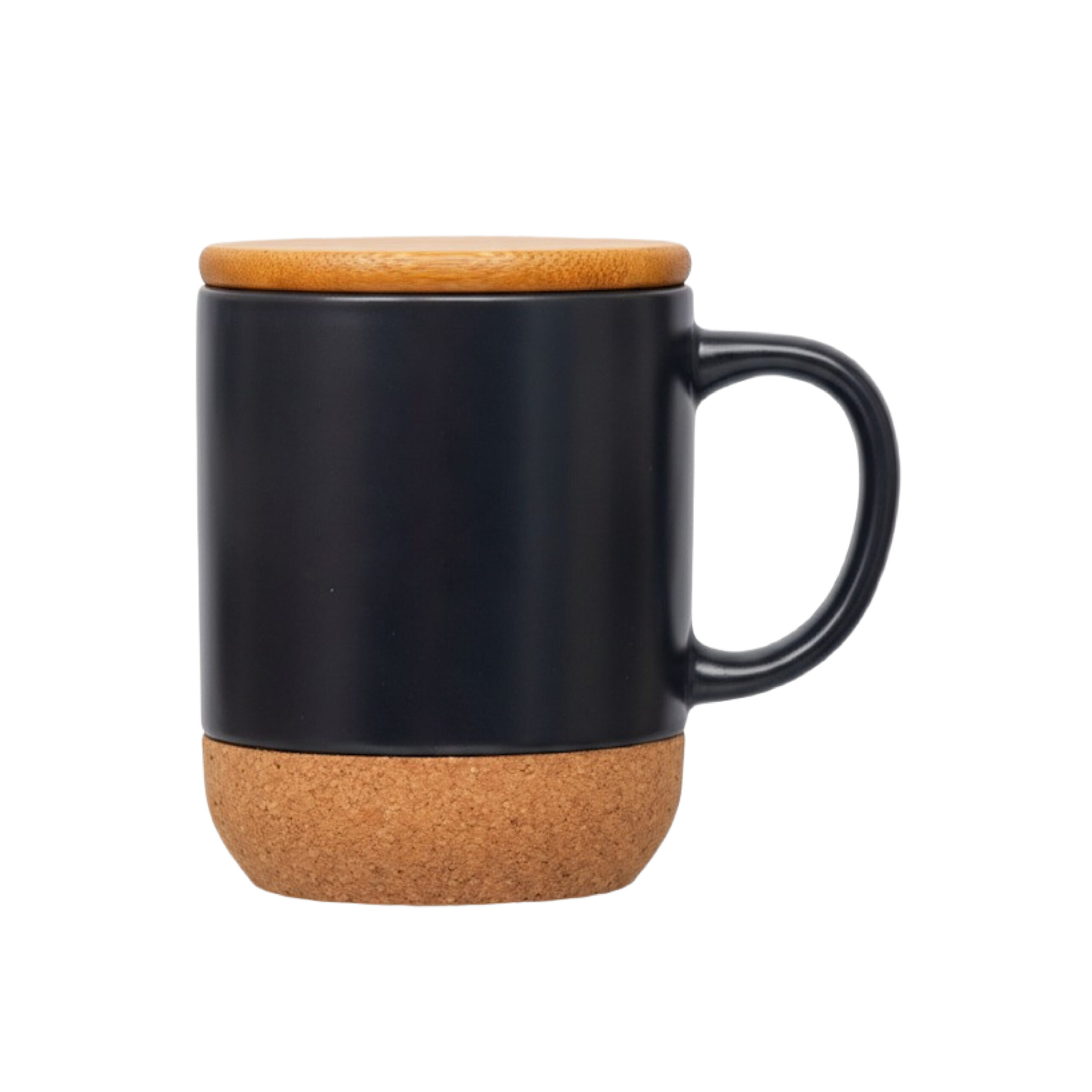 MG Ceramic Mug with a Bamboo LId-Black/Cork