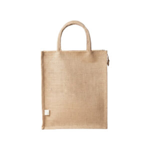 Oblique Oak Zipped Jute Bag-Natural