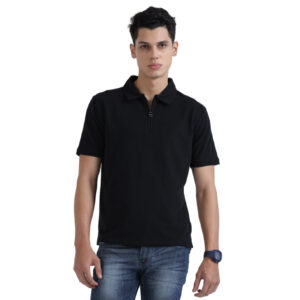 Caslay Sustainable Sweat Polo T Shirt-Black