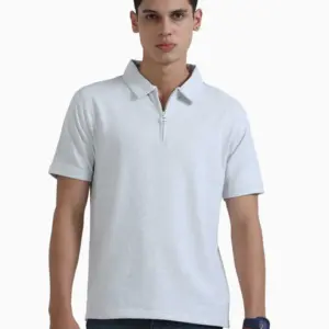 Caslay Sustainable Sweat Polo T Shirt -White Melange