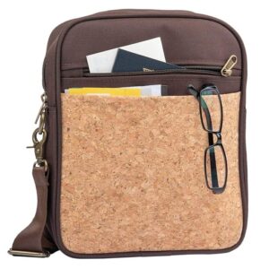 Power Plus Eco-Friendly Cork Sling Messenger Bag-Brown/Natural
