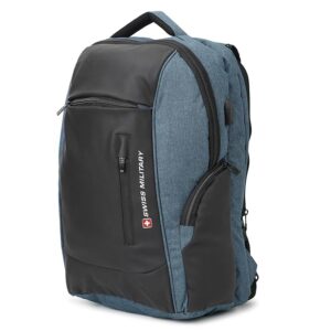 Swiss Military Jackpot Laptop Backpack with Rain Cover-Black/Blue
