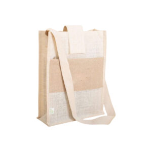 Oblique Teak Jute Bag-Natural