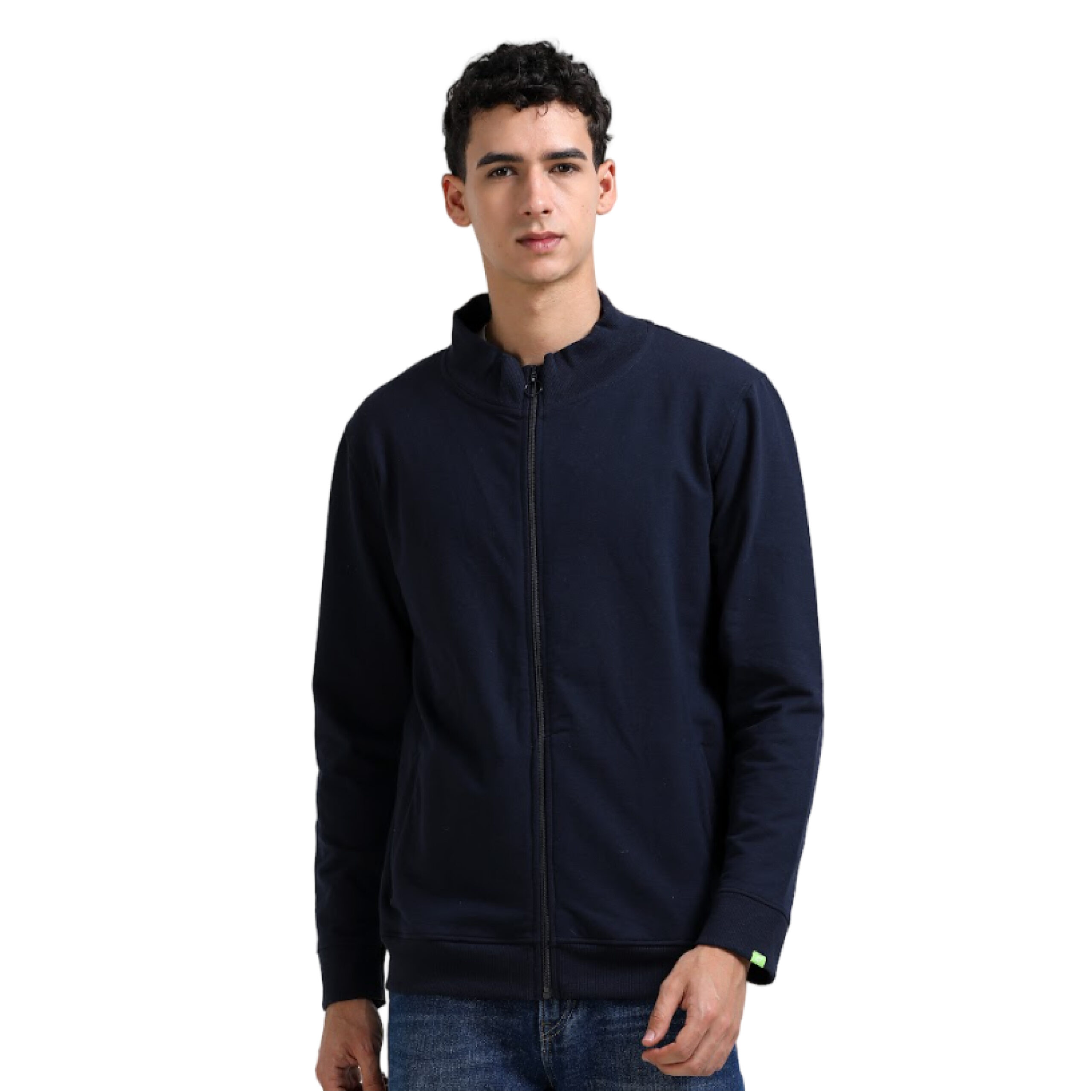 Caslay Sustainable High Neck Jacket-Navy Blue