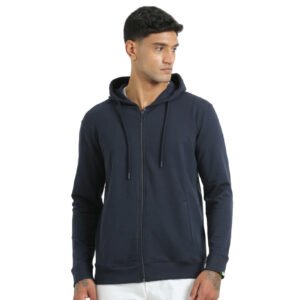 Caslay Sustainable Hoodie With Zip-Navy Blue