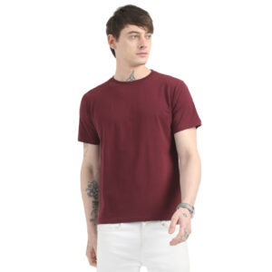 Caslay Sustainable Organic Crew Neck T-Shirt -Maroon