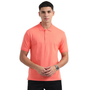 Caslay Sustainable Organic Polo Neck T-Shirt -Coral