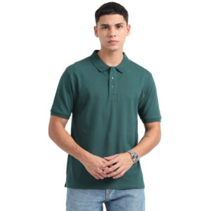 Caslay Sustainable Organic Polo Neck T-Shirt -Forest Green