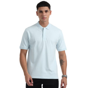 Caslay Sustainable Organic Polo Neck T-Shirt -Ice Water