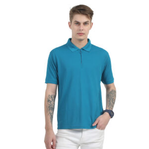 Caslay Sustainable Organic Quick Dry Polo T-Shirt -Azure Blue