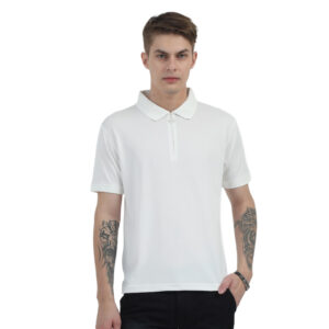 Caslay Sustainable Organic Quick Dry Polo T-Shirt -Salt White
