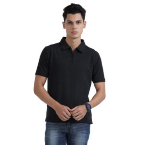 Caslay Sustainable Sweat Polo T Shirt-Charcoal Melange