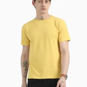 Caslay Sustainable Organic Crew Neck T-Shirt -Mustard