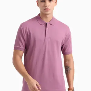 Caslay Sustainable Organic Polo Neck T-Shirt -Purple