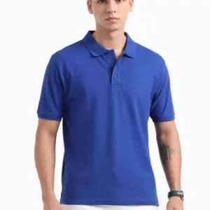 Caslay Sustainable Organic Polo Neck T-Shirt -Royal Blue