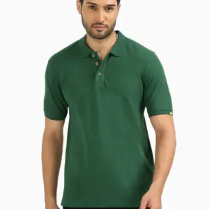 Caslay Sustainable Polo Neck T-Shirt -Forest Green